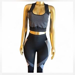 High-Waist Black & Gray Sculpting Seamless Leggings